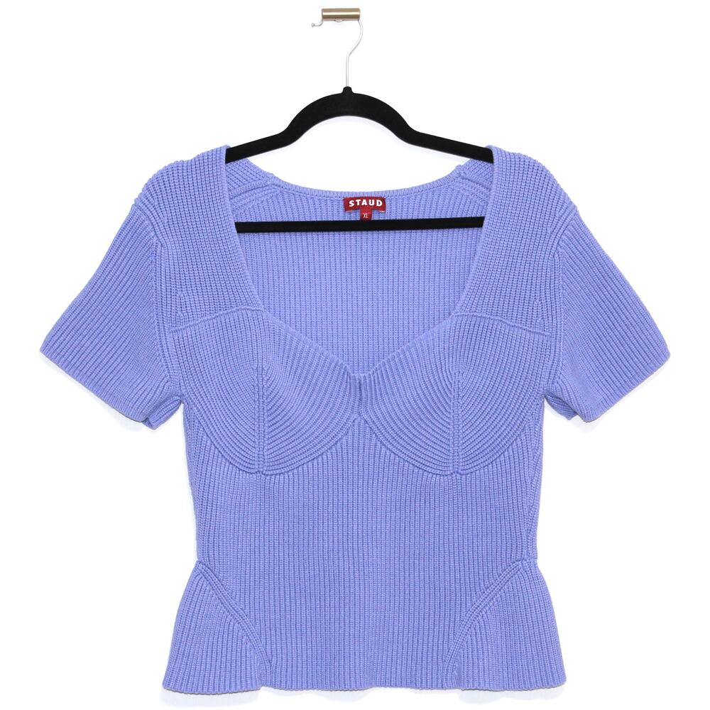 STAUD Buxton Bustier Rib Knit Top Size XL in Purple